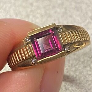 Karis GdB Yellow Gold Bonded Faux Simulated Ruby Ring Size 7